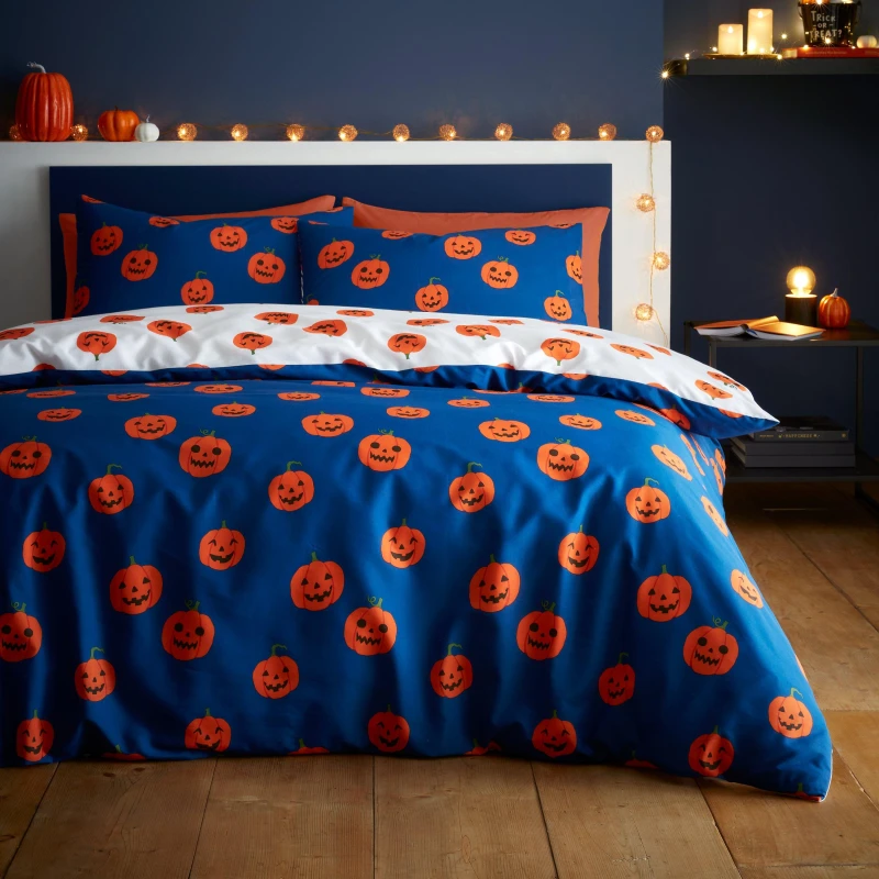 Image of Catherine Lansfield Catherine Lansfield Halloween Pumpkins Bedding Set - Double