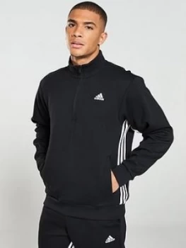 Image of Adidas Side 3 Stripe 1/2 Zip Track Top - Black
