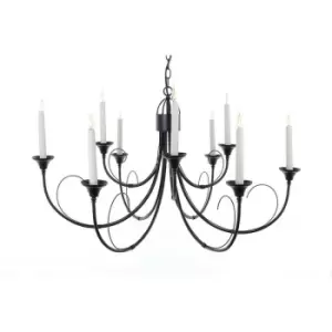 Image of Chandelier without lampshades Classica Black 9 bulbs 54cm