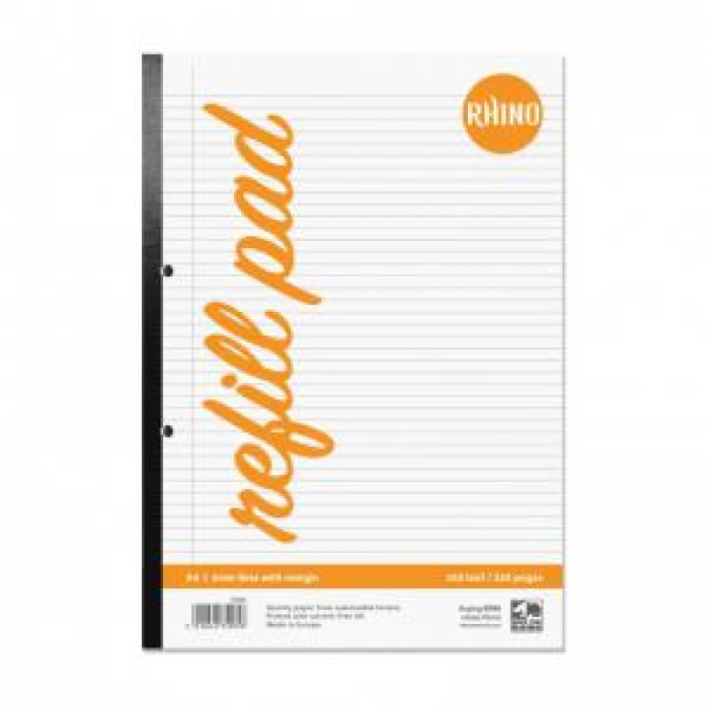 Image of Rhino A4 Refill Pad 320 Page Feint Ruled 6mm With Margin (Pack 5)...
