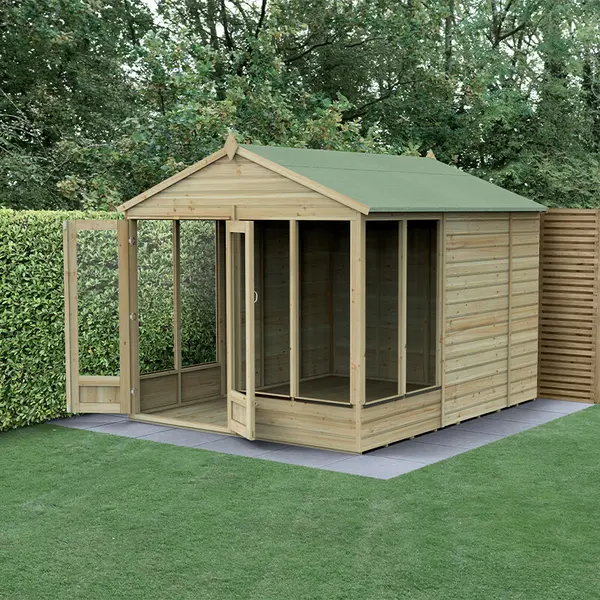 Image of 10' x 8' Forest Beckwood 25yr Guarantee Double Door Apex Summer House (3.01m x 2.61m)