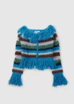 Image of House of Sunny Womens Vivienne Feather Knit Off Shoulder Cardigan In Multi