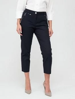 Image of Wallis Cotton Crop Trouser - Navy, Size 10, Women