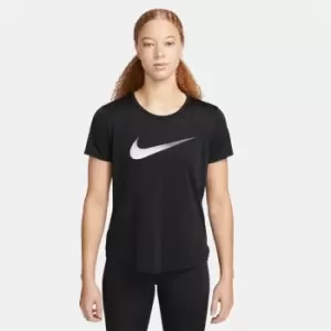 Image of Nike One Dri-FIT Swoosh Womens Short-Sleeved Top - Black
