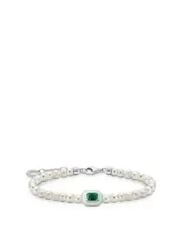 Image of Thomas Sabo Bracelet with Green Octagon Pendant, Green, Women