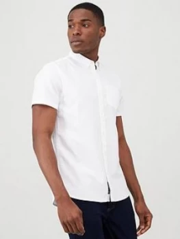 Image of Superdry Classic University Oxford Short Sleeve Shirt, White, Size XL, Men