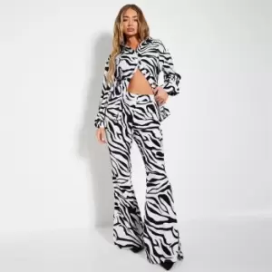 Image of I Saw It First Animal Print Side Split Trousers Co-Ord - Black