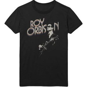 Image of Roy Orbison - Guitar & Logo Mens Medium T-Shirt - Black