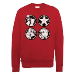 Image of Marvel Avengers Assemble Main Logos Sweatshirt - Red - L
