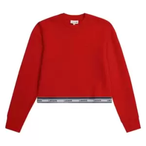 Image of Lacoste Girl's Tape Fleece Crew Neck Sweatshirt - Red