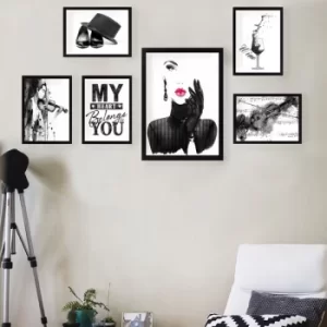 Image of SET_054 Multicolor Decorative Framed Painting (6 Pieces)