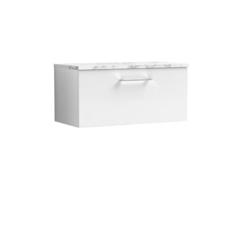 Image of Nuie Arno Wall Hung Vanity Unit With 1 Soft-Close Drawer & Gloss White Laminate Top
