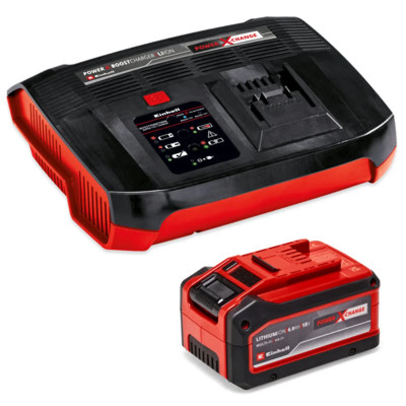 Image of Einhell Genuine PXC 18v Cordless Slim Plus Li-ion Multi-Ah Battery 6ah and Boost Charger 4512143 Battery Amp Hours: 6ah