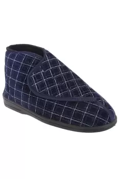 Image of Bertie Check Velour Touch Fastening Bootee Slippers