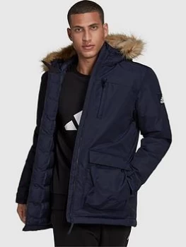 Image of adidas Utilitas Hooded Parka Jacket - Navy Size XS Men