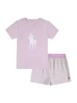 Image of Ralph Lauren Girls T-Shirt and Shorts Sleep Set - Pink, Size 12-13 Years, Women
