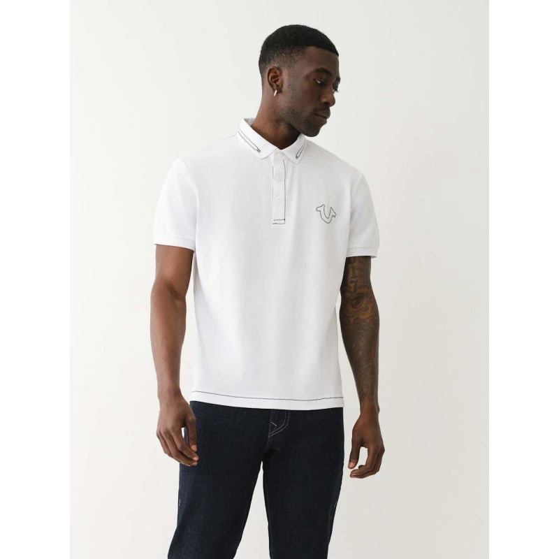 Image of True Religion Relaxed Big T Emb Polo White White male