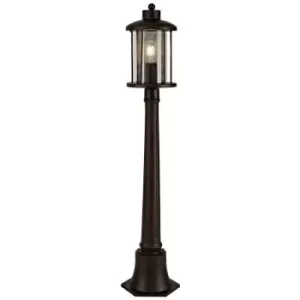 Image of Luminosa Lighting - Single Headed Post Lamp, 1 x E27, Antique Bronze, Clear Glass, IP54