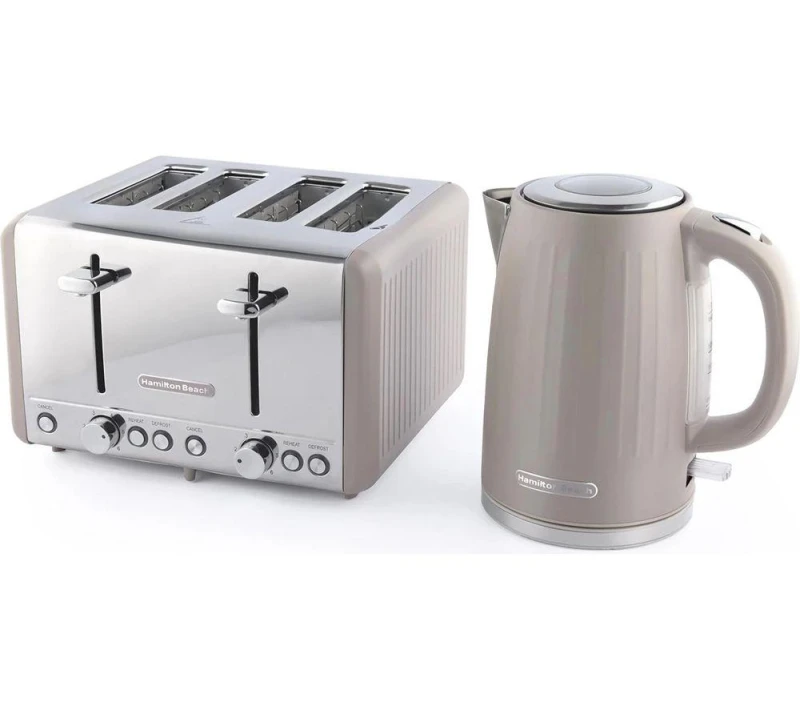 Image of HAMILTON BEACH Harmony Breakfast Jug Kettle & 4-Slice Toaster Bundle - Cappuccino, Brown 5060916372740