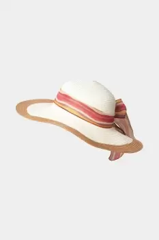 Image of Wide Brim Striped Trim Floppy Sun Hat