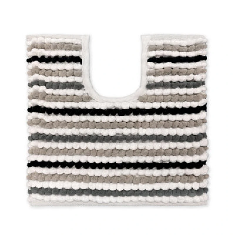Image of Allure Bath Fashions Striped Chunky Bobble Pedestal Toilet Mat Grey