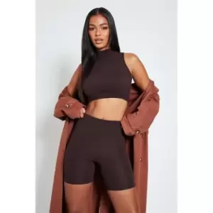 Image of I Saw It First Rib High Waist Cycling Short - Brown