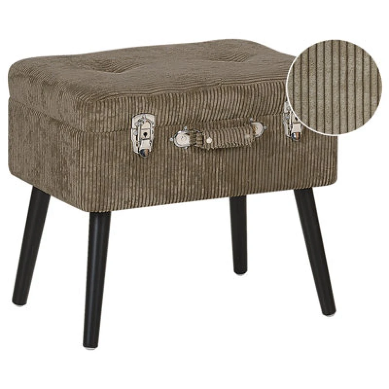Image of Beliani Storage Stool Mallard Corduroy Light Brown