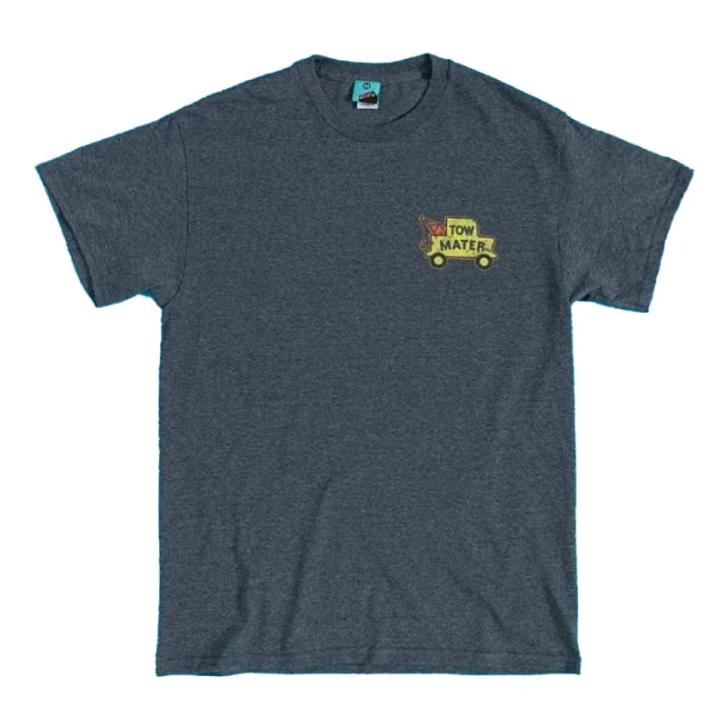 Image of Cars Mens Towing & Salvage Tow Mater Back Print T-Shirt in Charcoal Size: Medium Charcoal Male M