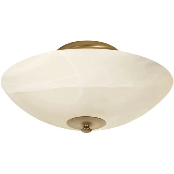 Image of Sienna Lighting - Sienna Capric Bowl Semi Flush Ceiling Light Bronze Brushed, Glass Ivory Alabaster White
