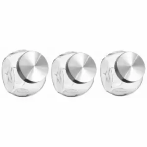 Image of 5Five Set Of 3 Screw Tight Chrome Lid Glass Candy 2.1Ltr Jar