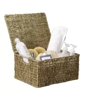 Image of Seagrass Storage Basket with Lid M&W - Natural