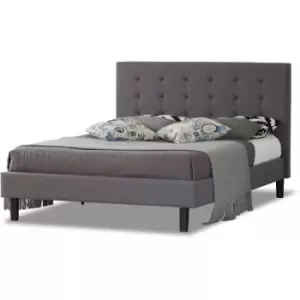 Image of Modernique - Grey Fabric Small Double 4ft Bed with Wooden Sprung Slatted Base - Grey