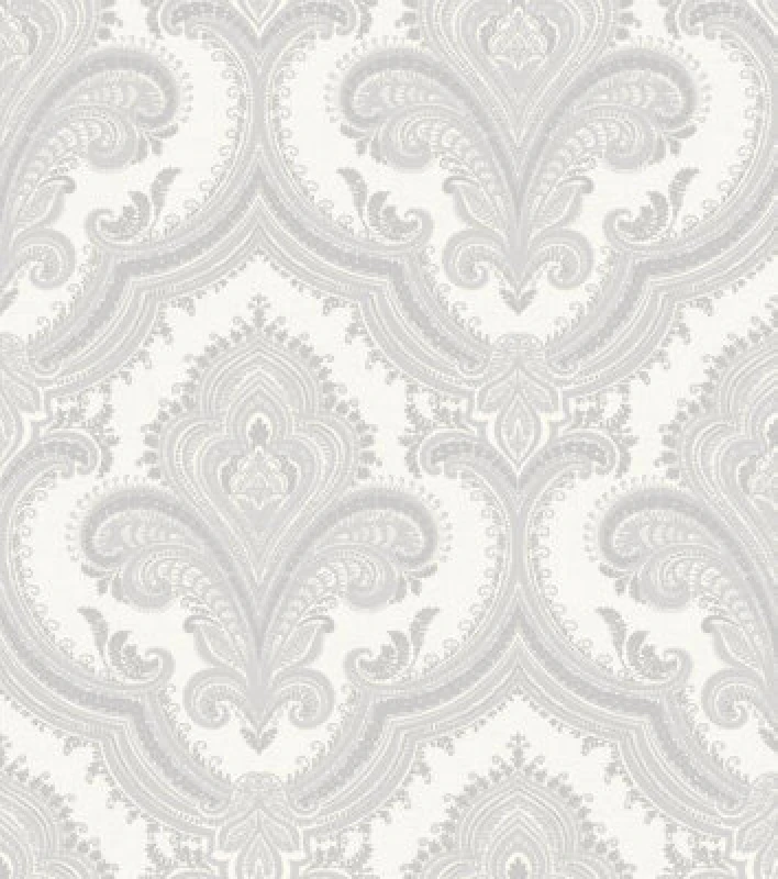Image of Design ID Did Damask White & Silver Wallpaper
