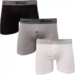 Image of Duke London Mens Driver Boxer Shorts (Pack Of 3) (X-Large) (Black/White/Grey)
