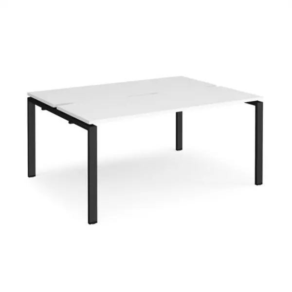Image of Adapt Bench Desk 2 Person Starter Rectangular Desks 1600mm White Tops With Black Frames 1200mm Depth Adapt White E1612-SB-K-WH