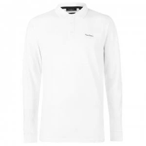 Image of Pierre Cardin Plain Long Sleeve Polo Shirt Mens - White