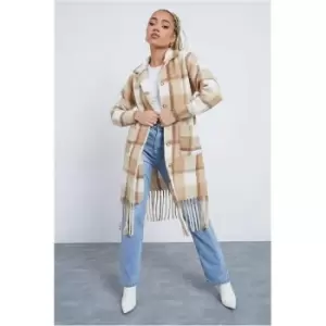 Image of I Saw It First Chocolate Oversized Wool Shacket With Fringe Hem - Brown