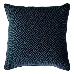 Image of Florence Embossed Velvet Cushion Navy, Navy / 55 x 55cm / Polyester Filled