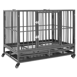 Image of Vidaxl Dog Cage With Wheels Steel 102X72X85 Cm