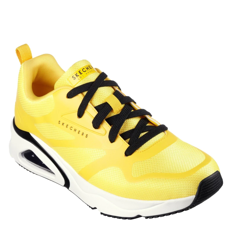 Image of Skechers Mens Mesh Print Overlay Low-Top Trainers Yellow male 7 (41)
