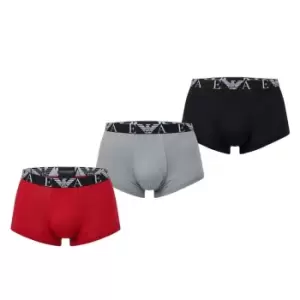 Image of EMPORIO ARMANI 3 Pack Monogram Logo Trunks - Red