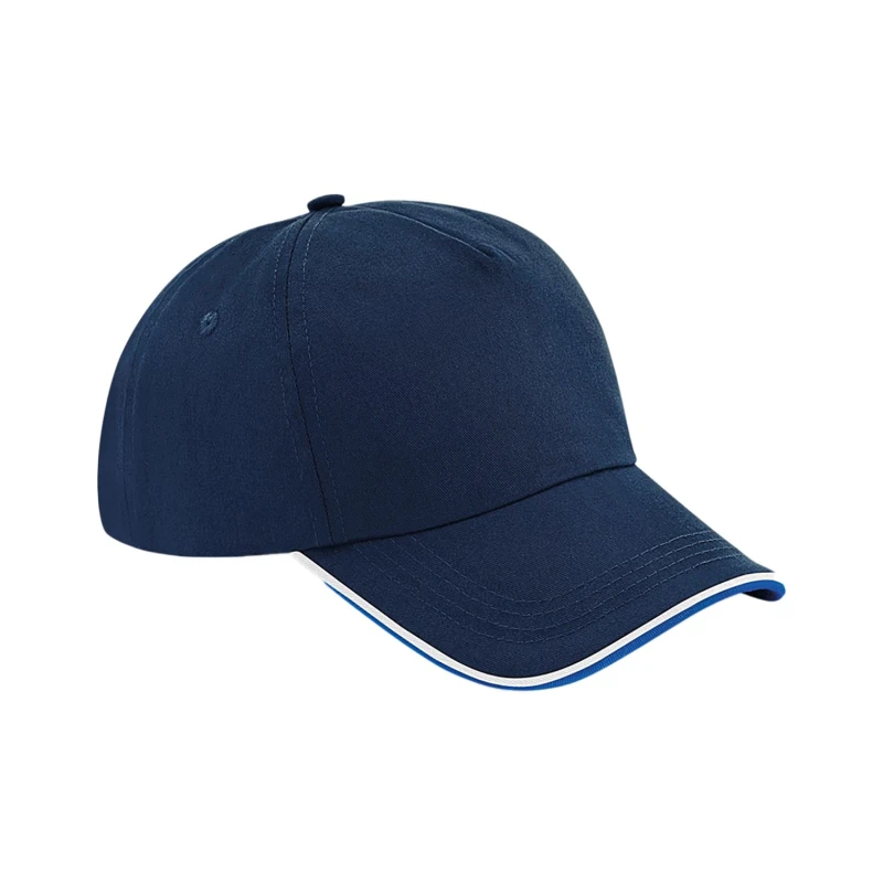 Image of Beechfield Beechfield Men Authentic Piped 5 Panel Cap in Navy Navy One Size Male 5059444612664
