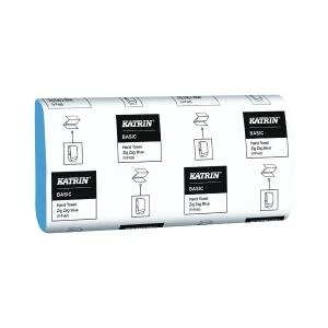 Image of Katrin Zig Zag Hand Towels 1-Ply Blue Pack of 5000 362200