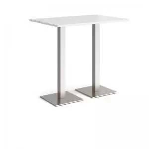 Image of Brescia rectangular poseur table with flat square brushed steel bases