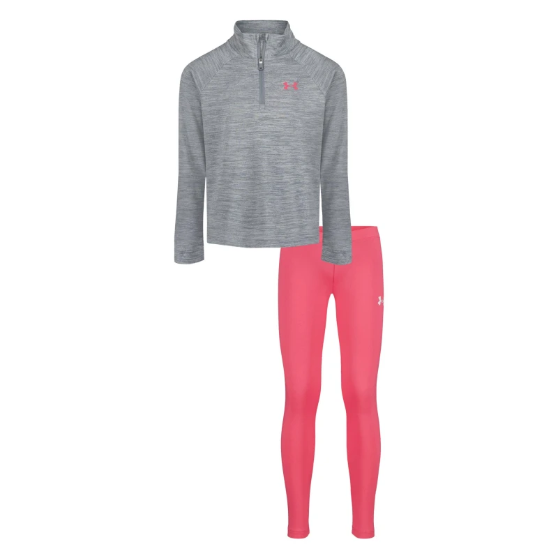 Image of Under Armour Kids Quarter-Zip Poly Tracksuit Steel/Pink female 2 - 3 Years