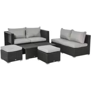 Image of Outsunny - 8pc Outdoor Patio Furniture Set Weather Wicker Rattan Sofa Chair Black