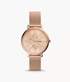 Image of Fossil Women Jacqueline Multifunction Rose Gold-Tone Stainless Steel Mesh Watch