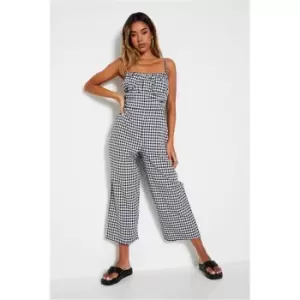 Image of I Saw It First Black Ruched Bust Cami Strap Culotte Jumpsuit - Black