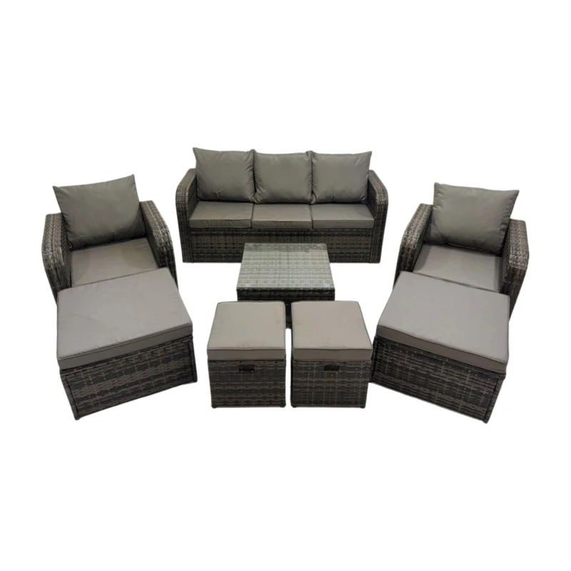 Image of Fimous Garden Outdoor Furniture Set with 4 Stools Dark Grey Mixed Dark Grey Unisex