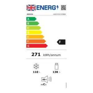 Image of Hoover HOCH1S517FWX 55cm Fridge Freezer in Stainless Steel 1 73m NP Water F R